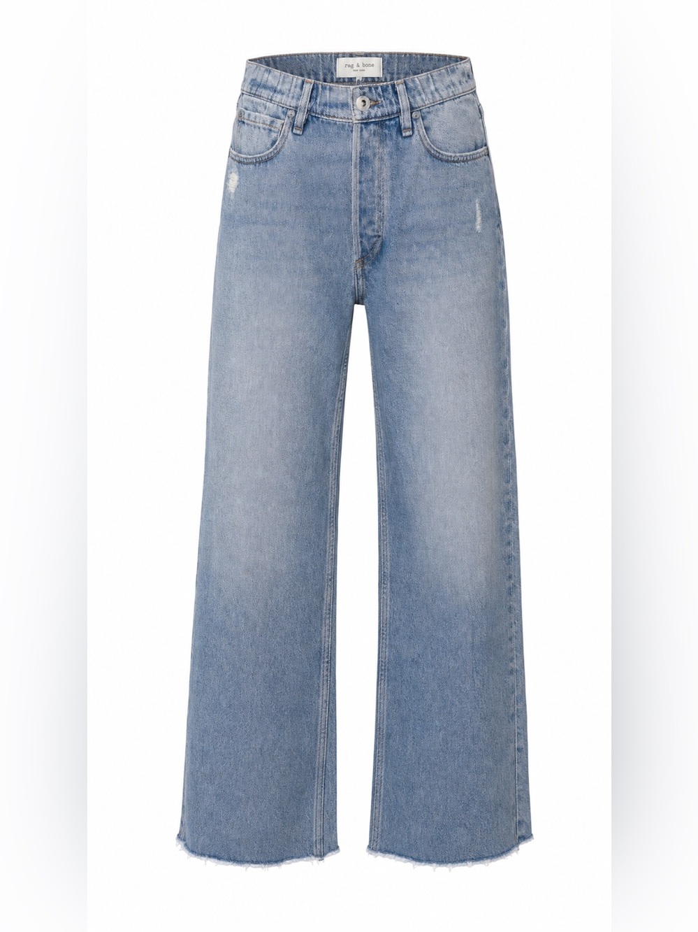 rag & bone Miramar Wide Leg Pull On Distressed Pant Raw Hem Size Small